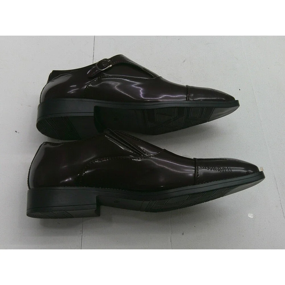 Dress Shoes Mens Size 8 Brown Synthetic Monk Strap Buckle Square Toe Formal